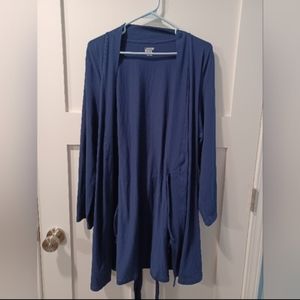 NWOT - LANDS' END Women's Knee-Length Navy Robe, Size Small-Medium